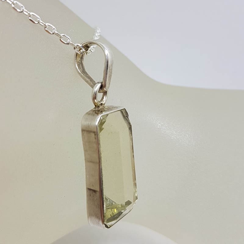 Sterling Silver Lemon Citrine Rectangular Pendant on Silver Chain