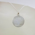 Sterling Silver Round Dog Tag / Disk Pendant on Silver Chain
