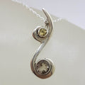 Sterling Silver Smokey Quartz Stunning Swirl Design Pendant on Silver Chain - Available in other Gemstones