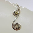 Sterling Silver Smokey Quartz Stunning Swirl Design Pendant on Silver Chain - Available in other Gemstones