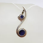 Sterling Silver Iolite Stunning Swirl Design Pendant on Silver Chain - Available in other Gemstones
