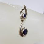 Sterling Silver Iolite Stunning Swirl Design Pendant on Silver Chain - Available in other Gemstones