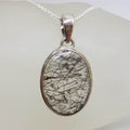 Sterling Silver Tourmalinated / Tourmaline Quartz Oval Pendant on Silver Chain