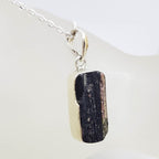 Sterling Silver Black Tourmaline Rectangular Pendant on Silver Chain