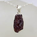 Sterling Silver Garnet in Rough Natural Form Pendant on Silver Chain