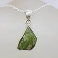 Sterling Silver Green Tourmaline in Rough Natural Form Pendant on Silver Chain