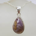 Sterling Silver Super Seven / Melody Stone Teardrop / Pear Shape Pendant on Silver Chain