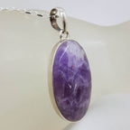 Sterling Silver Amethyst Oval Bezel Set Pendant on Silver Chain