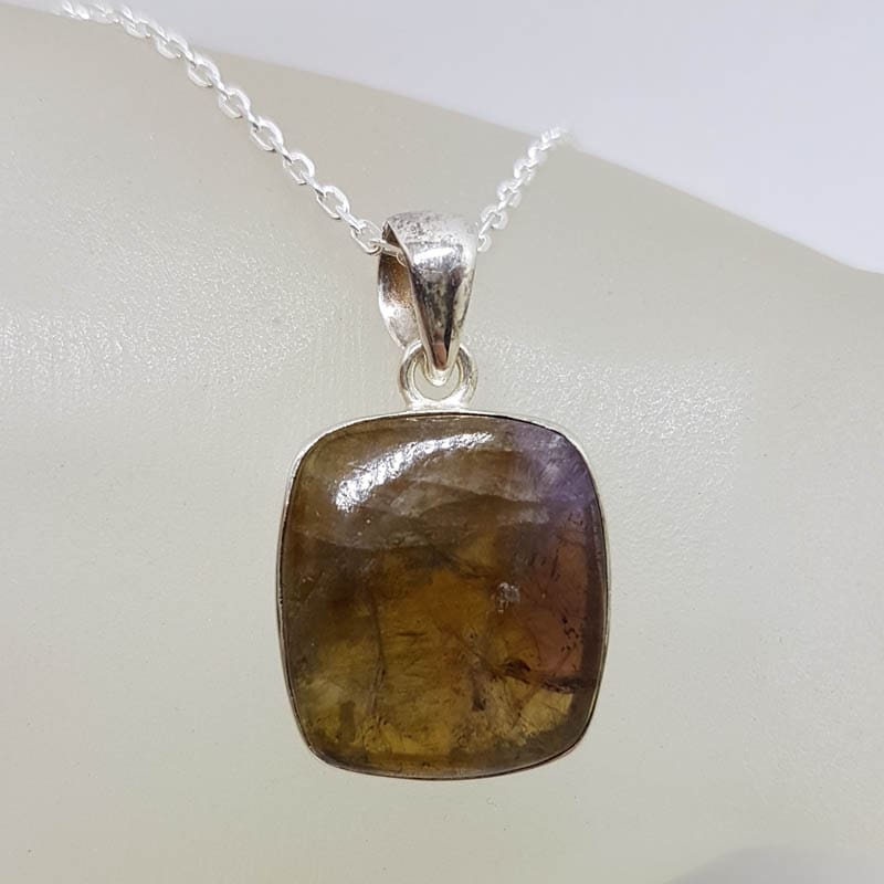 Sterling Silver Super Seven / Melody Stone Square Pendant on Silver Chain