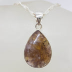 Sterling Silver Super Seven / Melody Stone Teardrop / Pear Shape Pendant on Silver Chain
