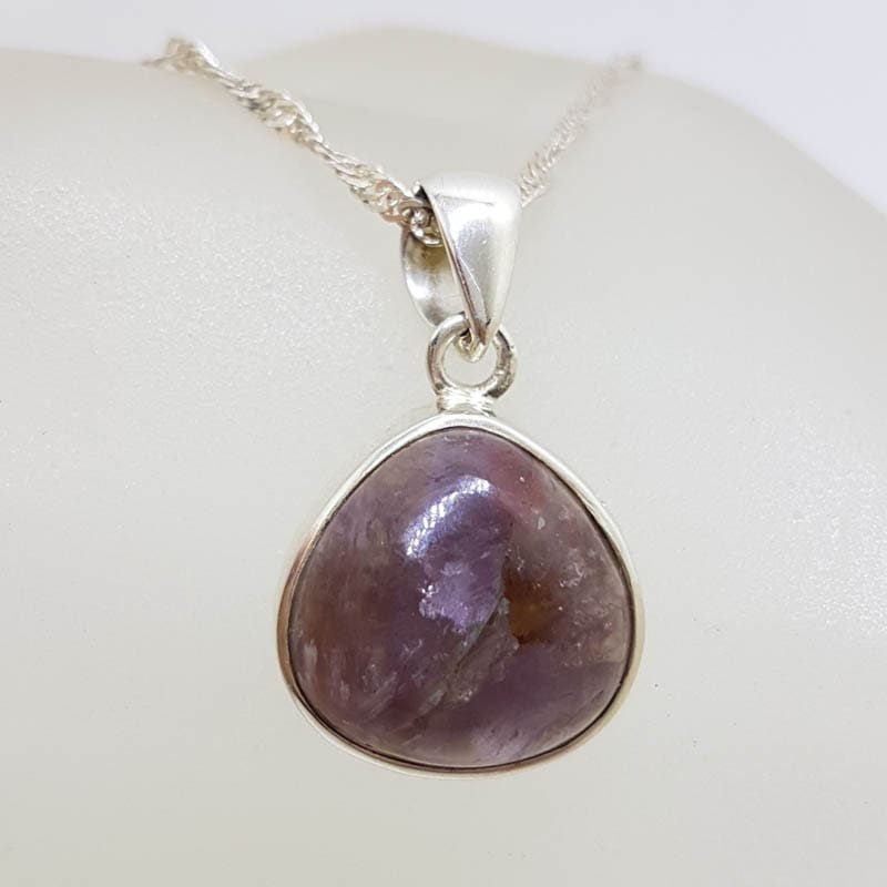 Sterling Silver Super Seven / Melody Stone Teardrop / Pear Shape Pendant on Silver Chain
