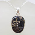 Sterling Silver Turritella Agate Oval Pendant on Silver Chain
