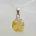Sterling Silver Citrine Natural Rough Freeform Bezel Set Pendant on Silver Chain