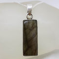 Sterling Silver Labradorite Cabochon Cut Rectangular Pendant on Silver Chain