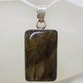 Sterling Silver Labradorite Cabochon Cut Rectangular Pendant on Silver Chain