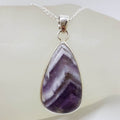 Sterling Silver Amethyst Large Teardrop / Pear Shape Cabochon Cut Bezel Set Pendant on Silver Chain