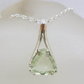 Sterling Silver Green Amethyst / Prasiolite Triangular Pendant on Silver Chain