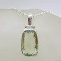 Sterling Silver Green Amethyst / Prasiolite Rectangular Bezel Set Pendant on Silver Chain
