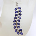 Sterling Silver Iolite Cluster Long Leaf Design Pendant on Silver Chain