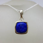 Sterling Silver Lapis Lazuli Square Pendant on Silver Chain
