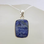 Sterling Silver Sodalite Rectangular Pendant on Silver Chain