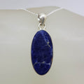 Sterling Silver Sodalite Oval Bezel Set Pendant on Silver Chain