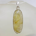 Sterling Silver Rutilated Quartz Oval Bezel Set Pendant on Silver Chain