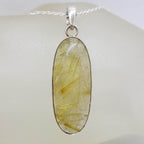 Sterling Silver Rutilated Quartz Oval Bezel Set Pendant on Silver Chain