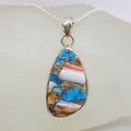 Sterling Silver Unusual Shape Spiny Oyster Turquoise Pendant on Silver Chain
