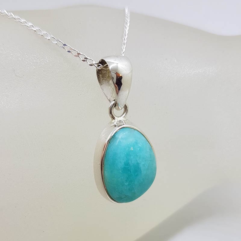 Sterling Silver Amazonite Bezel Set Pendant on Silver Chain