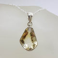 Sterling Silver Bezel Set Unusual Shape Citrine Pendant on Silver Chain