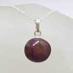 Sterling Silver Round Bezel Set Star Ruby Pendant on Silver Chain