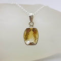 Sterling Silver Bezel Set Unusual Shape Citrine Pendant on Silver Chain