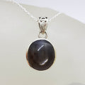 Sterling Silver Round Bezel Set Star Sapphire Pendant on Silver Chain