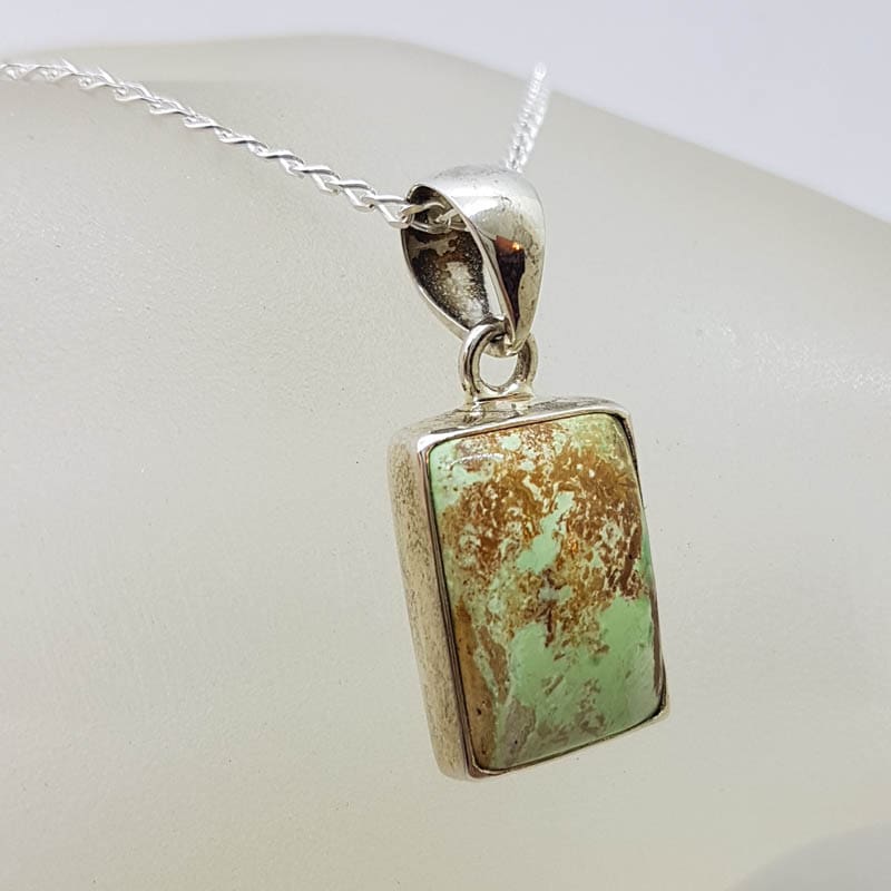 Sterling Silver Bezel Set Rectangular Pendant on Silver Chain