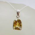 Sterling Silver Unusual Shape Bezel Set Citrine Pendant on Silver Chain