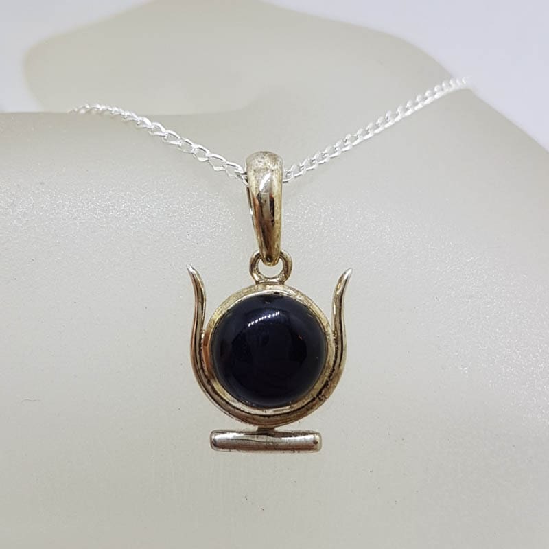 Sterling Silver Black Onyx Pendant on Silver Chain