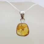 Sterling Silver Free Form Bezel Set Citrine Pendant on Silver Chain