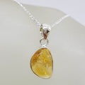 Sterling Silver Free Form Bezel Set Citrine Pendant on Silver Chain