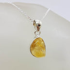 Sterling Silver Free Form Bezel Set Citrine Pendant on Silver Chain