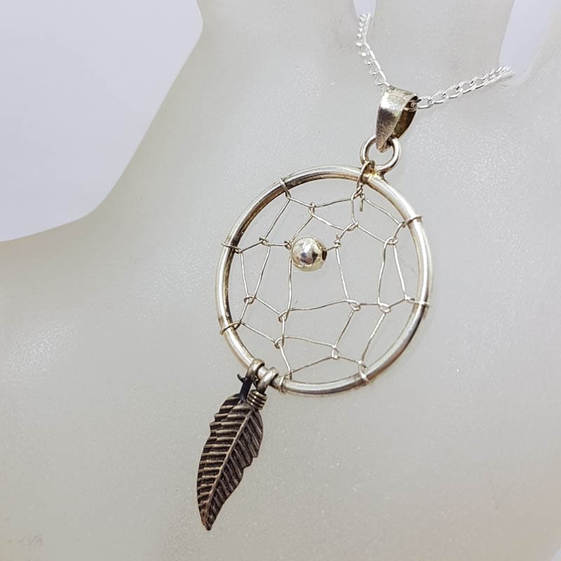Sterling Silver Dream Catcher Pendant on Silver Chain