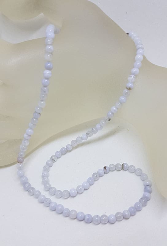 Chalcedony Bead Necklace / Chain with Sterling Silver Clasp