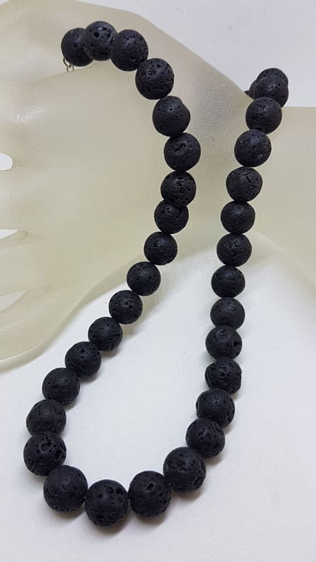 Lava Ball Bead Necklace / Chain with Sterling Silver Clasp
