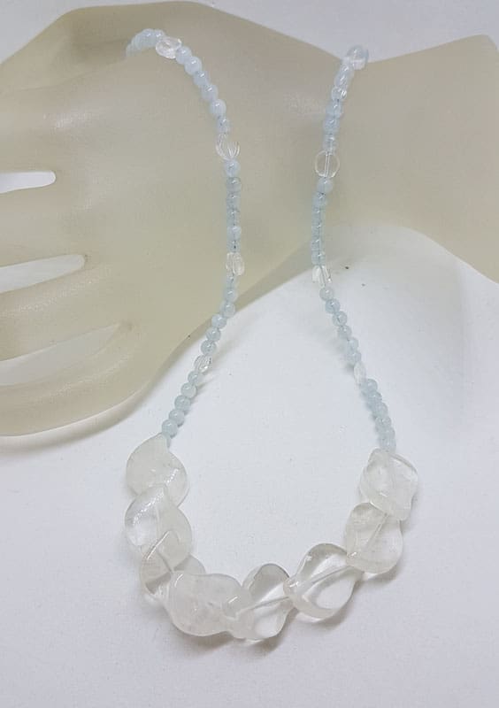 Clear Quartz Bead Necklace / Chain with Sterling Silver Clasp