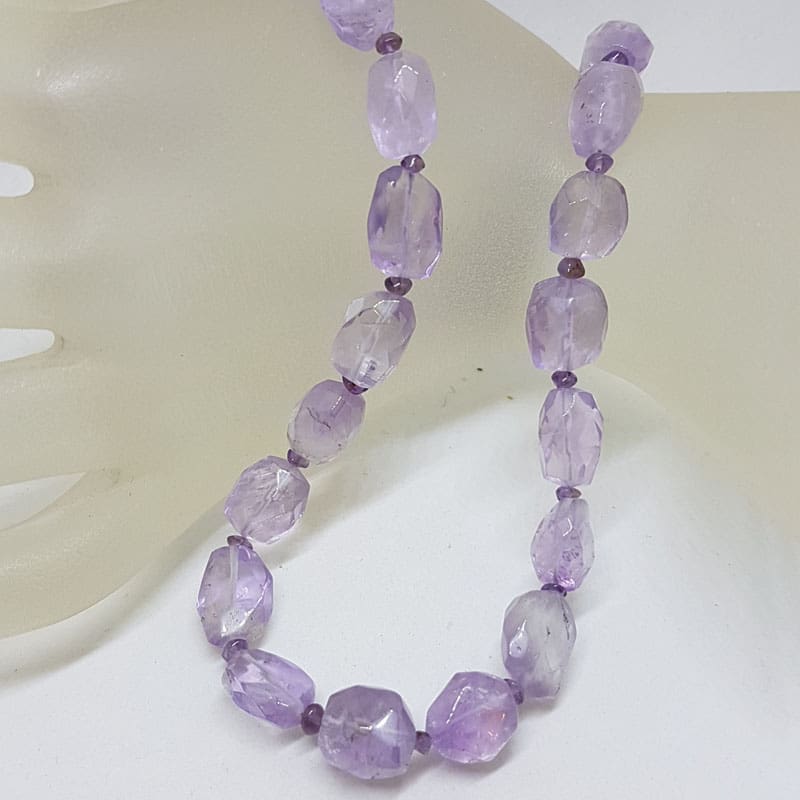 Faceted Amethyst Bead Necklace / Chain with Sterling Silver Clasp