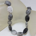 Tourmalinated Quartz Oval Bead Necklace / Chain with Sterling Silver Clasp - Tourmaline Quartz