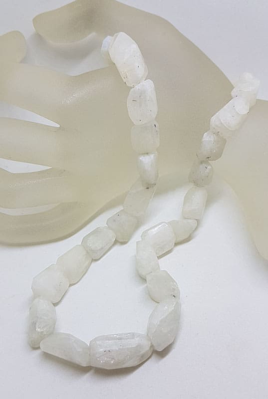 Chunky Unusual Shapes Moonstone Bead Necklace / Chain with Sterling Silver Clasp