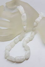 Chunky Unusual Shapes Moonstone Bead Necklace / Chain with Sterling Silver Clasp