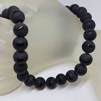 Black Onyx Thick Ball Matte and Shiny Bead Necklace / Chain with Sterling Silver Bolt Clasp