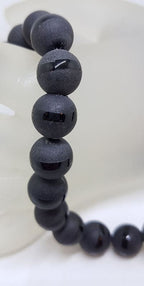 Black Onyx Thick Ball Matte and Shiny Bead Necklace / Chain with Sterling Silver Bolt Clasp